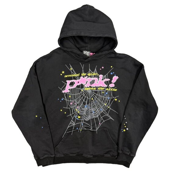 Sp5der P*nk Hoodie Nevermind The Slime Made in USA Cotton Black Oversized XL - Picture 1 of 9